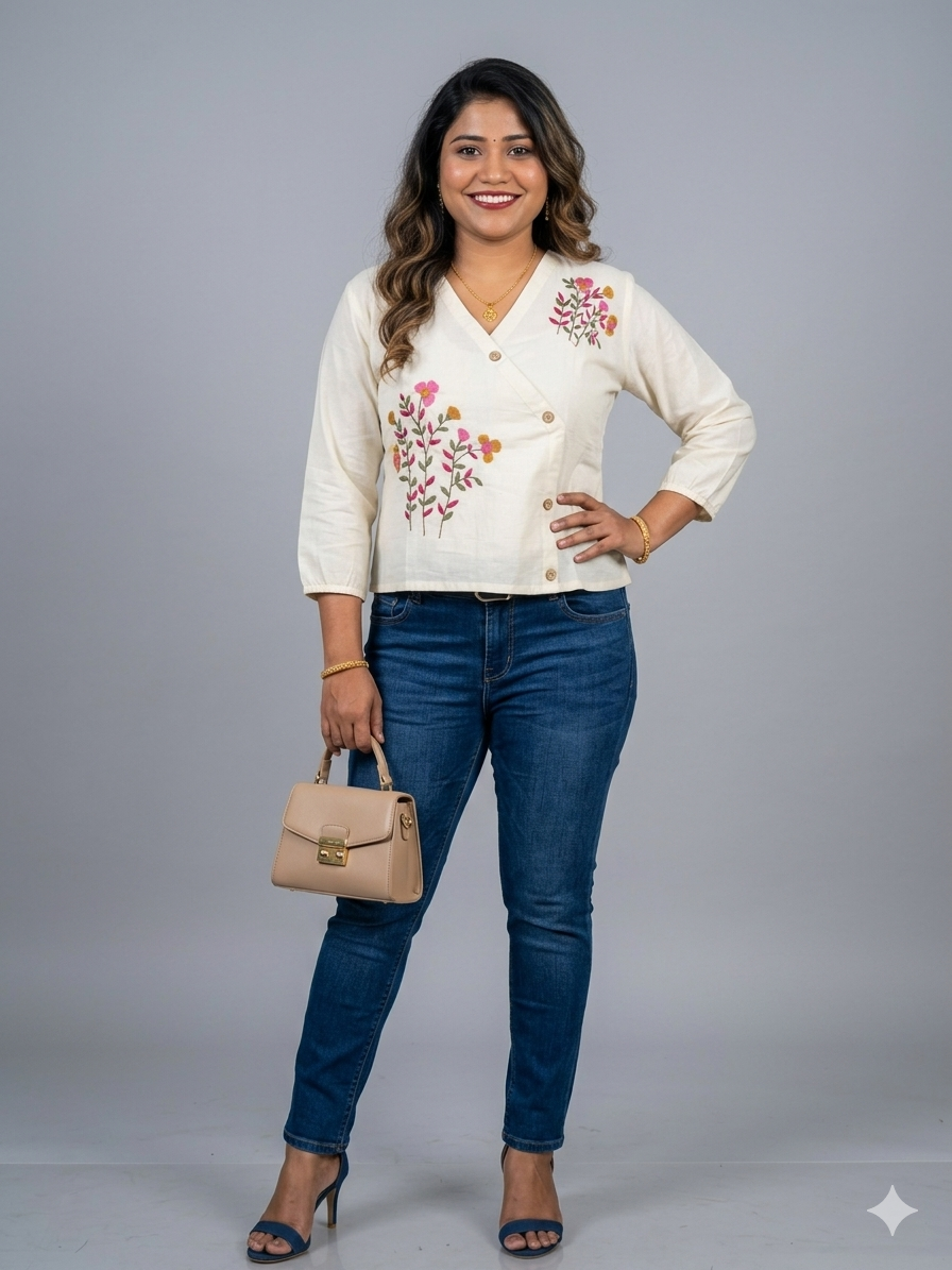 Meadow Whisper Angrakha Crop Top