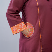 Elegance in Maroon: 3-Piece Printed Cotton Kurta Set with Dupatta