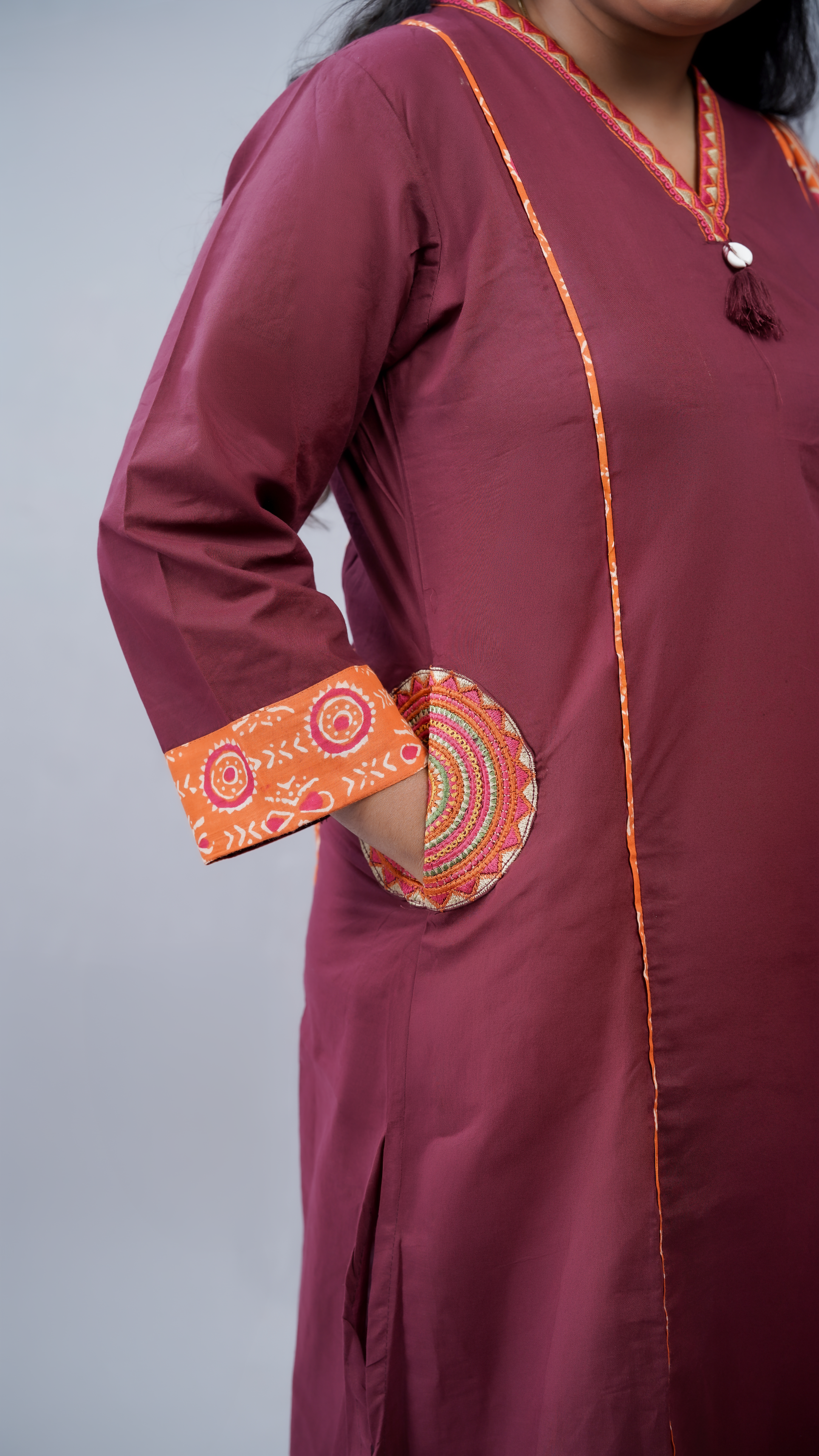 Elegance in Maroon: 3-Piece Printed Cotton Kurta Set with Dupatta