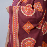 Elegance in Maroon: 3-Piece Printed Cotton Kurta Set with Dupatta