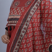 Plum Perfection: 3-Piece Floral Printed Kurta Set with Dupatta & Pockets