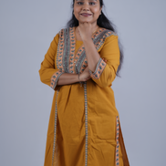 Mustard Bliss: 3-Piece Embroidered A-Line Kurta Set with Contemporary Dupatta