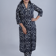 Black Shibori-Inspired Monochrome 2pc kurti Set