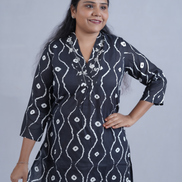 Black Shibori-Inspired Monochrome 2pc kurti Set