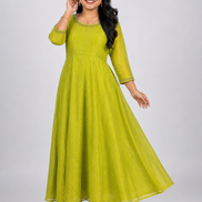Lime Green Space Silk Umbrella Flare Kurti