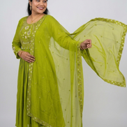 Elegant Lime Green Embroidered Anarkali Suit Set