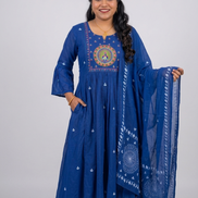 Royal Blue Embroidered Anarkali Kurta Set